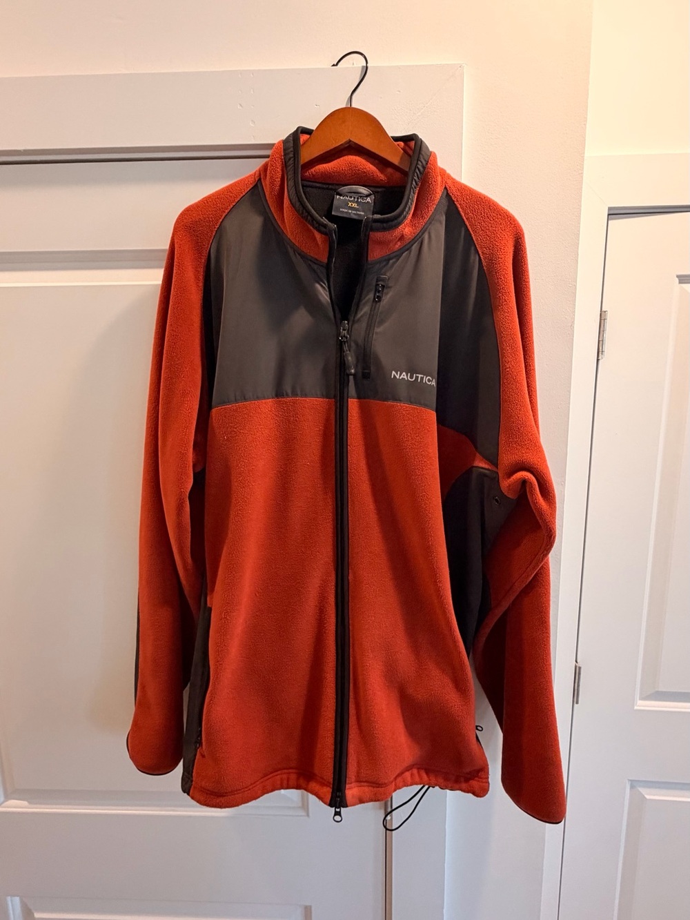 Nautica Orange and Black Lightweight Fleece Jacket